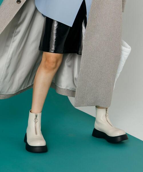 CITEN(シテン)の「<CITEN>ボリュームソール ハーフジップ ブーツ(ブーツ・レディース・ブラック/オフホワイト・23cm/23.5cm/24cm/24.5cm)」の7枚目の写真