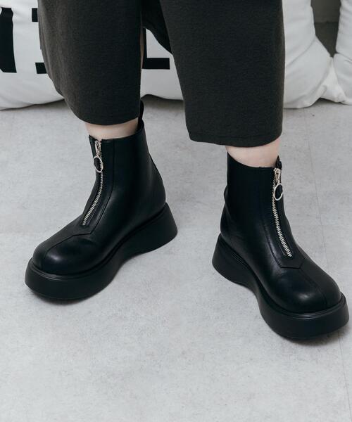 CITEN(シテン)の「<CITEN>ボリュームソール ハーフジップ ブーツ(ブーツ・レディース・ブラック/オフホワイト・23cm/23.5cm/24cm/24.5cm)」の11枚目の写真