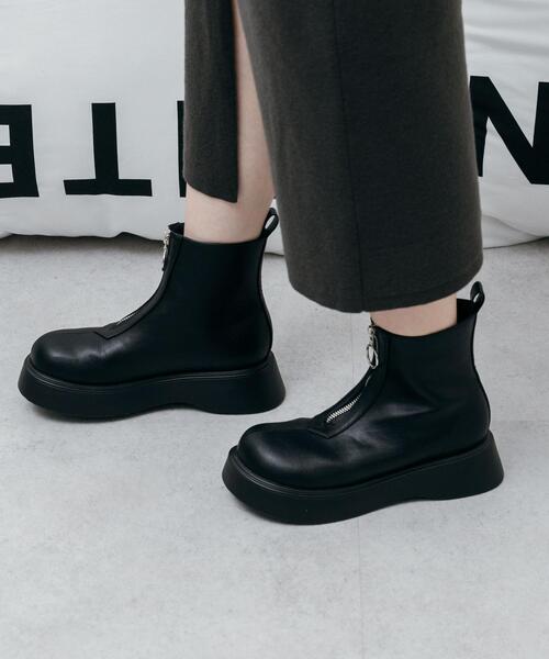 CITEN(シテン)の「<CITEN>ボリュームソール ハーフジップ ブーツ(ブーツ・レディース・ブラック/オフホワイト・23cm/23.5cm/24cm/24.5cm)」の12枚目の写真