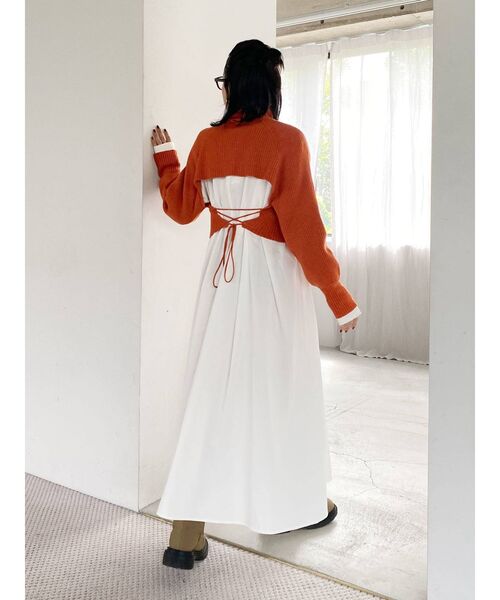 Ungrid（アングリッド）の「バックリボンニットセットワンピース（ワンピース・レディース・オレンジ/オフホワイト/ブラック・FREE）」の21枚目の写真