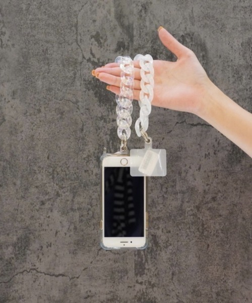 fredy emue(フレディエミュ)の「チェーンスマホストラップ(スマホグッズ・レディース・ライトブルー/オフホワイト/ピンク/クリア・FREE)」の4枚目の写真