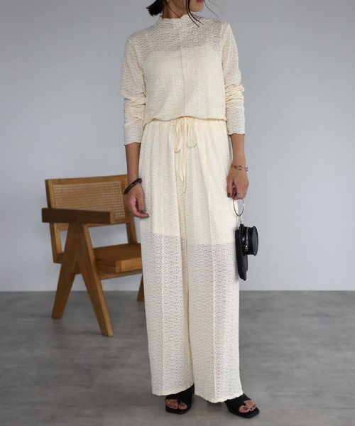 mi via loca（ミヴィアロカ）の「フラワーレースセンターシームパンツ（その他パンツ・レディース・ブラック/ベージュ/キナリ・FREE）」の10枚目の写真