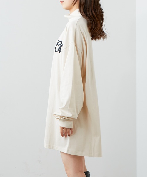 2022AW】胸刺繍ハイネックルーズロンT（Tシャツ/カットソー