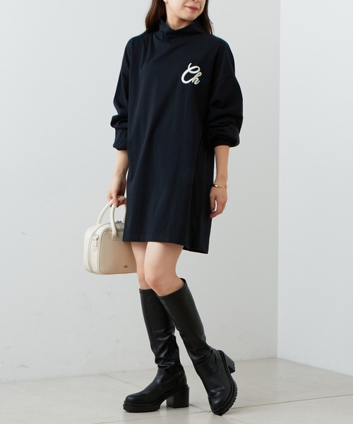 2022AW】胸刺繍ハイネックルーズロンT（Tシャツ/カットソー