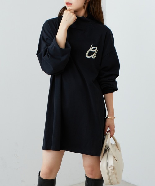 2022AW】胸刺繍ハイネックルーズロンT（Tシャツ/カットソー）｜Chico