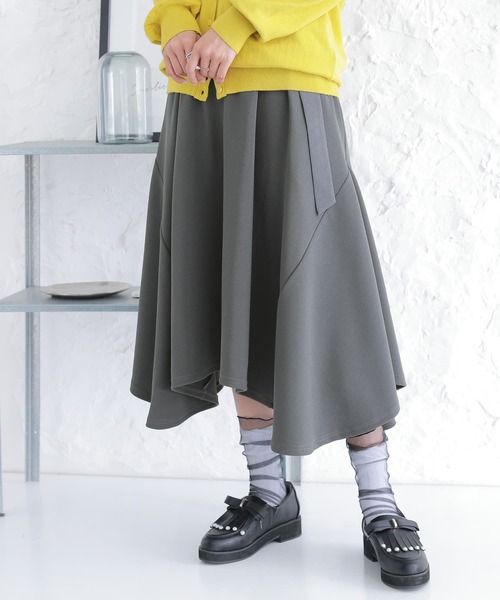 osharewalker(オシャレウォーカー)の「『美麗ヘムラインスカート』(スカート・レディース・チャコール/ネイビー/ブラック/グリーン/ボルドー・FREE)」の3枚目の写真