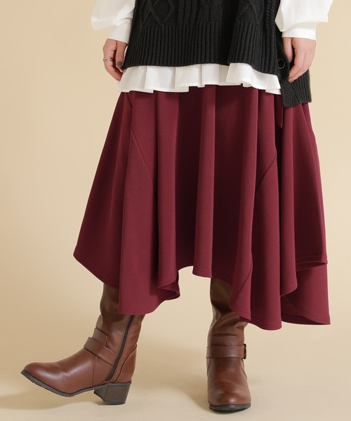 osharewalker(オシャレウォーカー)の「『美麗ヘムラインスカート』(スカート・レディース・チャコール/ネイビー/ブラック/グリーン/ボルドー・FREE)」の5枚目の写真