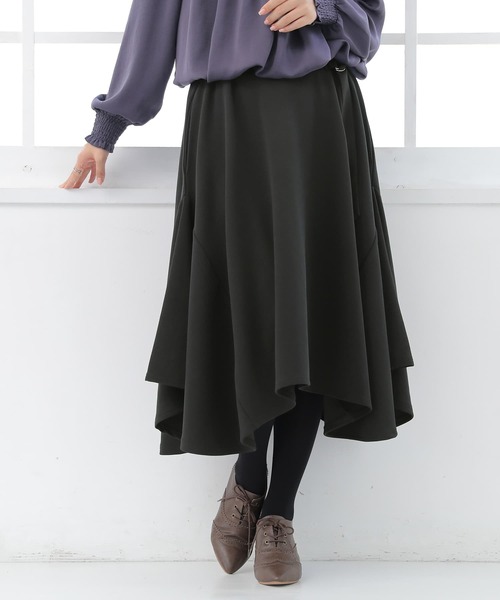 osharewalker(オシャレウォーカー)の「『美麗ヘムラインスカート』(スカート・レディース・チャコール/ネイビー/ブラック/グリーン/ボルドー・FREE)」の2枚目の写真
