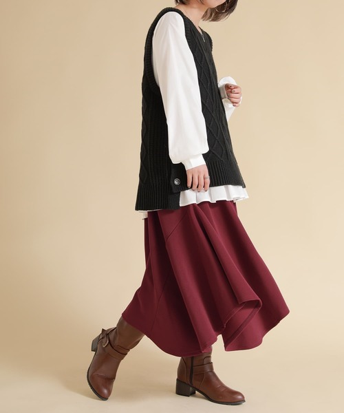 osharewalker(オシャレウォーカー)の「『美麗ヘムラインスカート』(スカート・レディース・チャコール/ネイビー/ブラック/グリーン/ボルドー・FREE)」の19枚目の写真