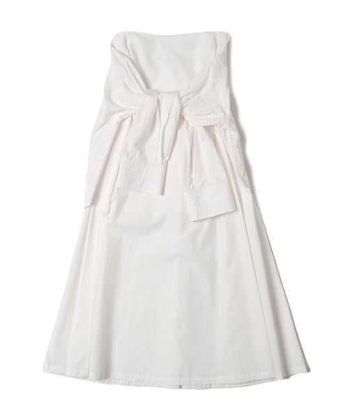 UNDECORATED(アンデコレイテッド)の「UNDECORATED アンデコレイテッド / Cotton Wrapped Skirt コットンラップスカート 巻きスカート(セットアップ) / UDS23406(スカート・レディース・ホワイト/ブルー/チャコールグレー・1/0)」の1枚目の写真