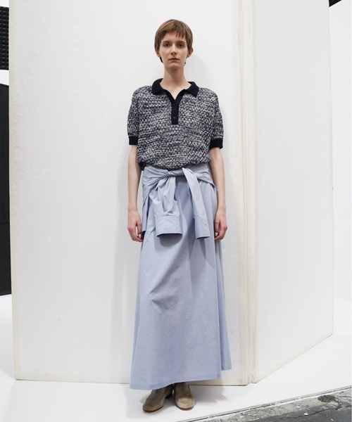 UNDECORATED(アンデコレイテッド)の「UNDECORATED アンデコレイテッド / Cotton Wrapped Skirt コットンラップスカート 巻きスカート(セットアップ) / UDS23406(スカート・レディース・ホワイト/ブルー/チャコールグレー・1/0)」の9枚目の写真