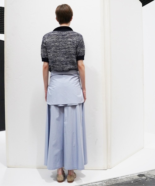 UNDECORATED(アンデコレイテッド)の「UNDECORATED アンデコレイテッド / Cotton Wrapped Skirt コットンラップスカート 巻きスカート(セットアップ) / UDS23406(スカート・レディース・ホワイト/ブルー/チャコールグレー・1/0)」の10枚目の写真