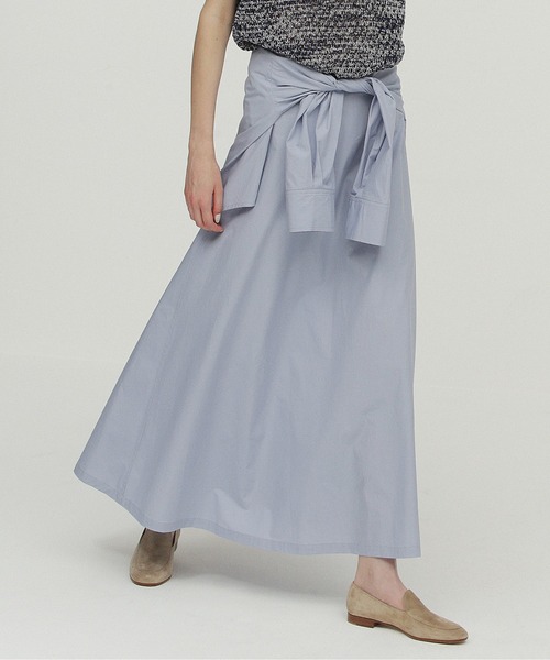 UNDECORATED(アンデコレイテッド)の「UNDECORATED アンデコレイテッド / Cotton Wrapped Skirt コットンラップスカート 巻きスカート(セットアップ) / UDS23406(スカート・レディース・ホワイト/ブルー/チャコールグレー・1/0)」の7枚目の写真