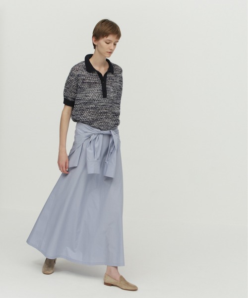 UNDECORATED(アンデコレイテッド)の「UNDECORATED アンデコレイテッド / Cotton Wrapped Skirt コットンラップスカート 巻きスカート(セットアップ) / UDS23406(スカート・レディース・ホワイト/ブルー/チャコールグレー・1/0)」の8枚目の写真