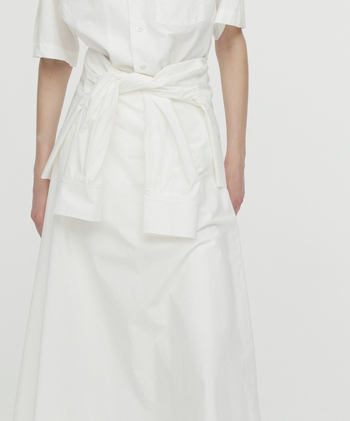 UNDECORATED(アンデコレイテッド)の「UNDECORATED アンデコレイテッド / Cotton Wrapped Skirt コットンラップスカート 巻きスカート(セットアップ) / UDS23406(スカート・レディース・ホワイト/ブルー/チャコールグレー・1/0)」の5枚目の写真