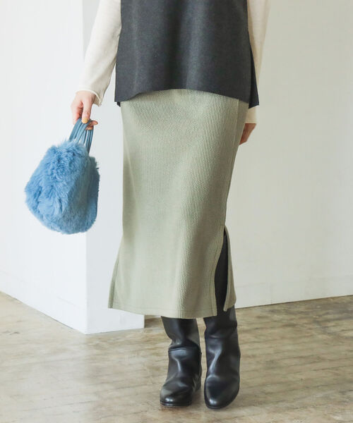 B:MING by BEAMS（ビーミングバイビームス）の「B:MING by BEAMS / カットコール ペンシル スカート（スカート・レディース・ブラック/オリーブ・MEDIUM/SMALL）」の6枚目の写真