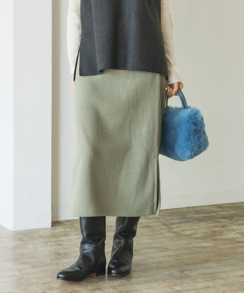 B:MING by BEAMS（ビーミングバイビームス）の「B:MING by BEAMS / カットコール ペンシル スカート（スカート・レディース・ブラック/オリーブ・MEDIUM/SMALL）」の7枚目の写真