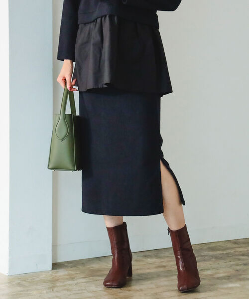B:MING by BEAMS（ビーミングバイビームス）の「B:MING by BEAMS / カットコール ペンシル スカート（スカート・レディース・ブラック/オリーブ・MEDIUM/SMALL）」の12枚目の写真