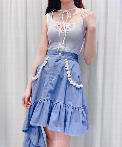 lilLilly（リルリリー）の「4WAYチャイナライクタンク（タンクトップ・レディース・ホワイト/ブルー/ブラック×ホワイト/ブラック×ブラック・FREE）」の11枚目の写真