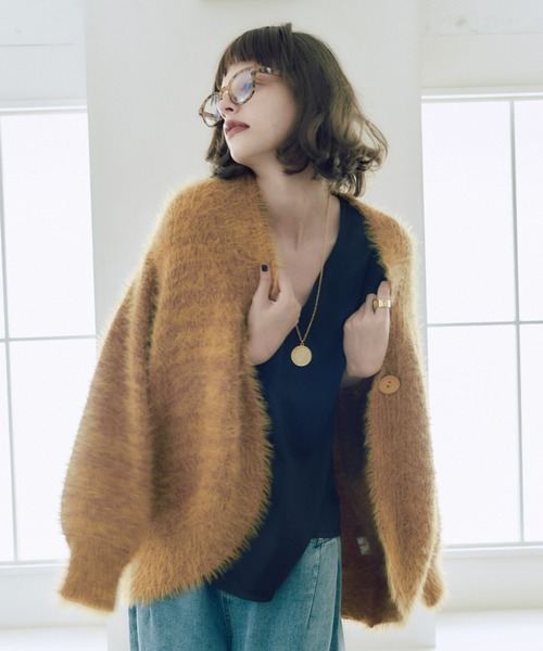 ヴィンテージライクフェザーカーディガン（カーディガン/ボレロ