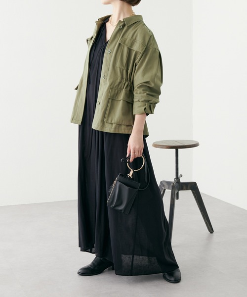 natural couture（ナチュラルクチュール）の「2022AWアイテム/ミリタリーブルゾン（ミリタリージャケット・レディース・ブラック/カーキ・FREE）」の8枚目の写真