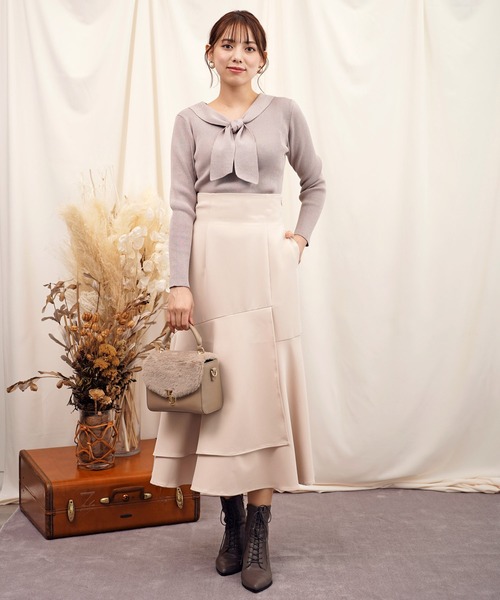 NOELA（ノエラ）の「アシメ切替スカート（スカート・レディース・ベージュ/オフホワイト/ピンク・S/M）」の4枚目の写真