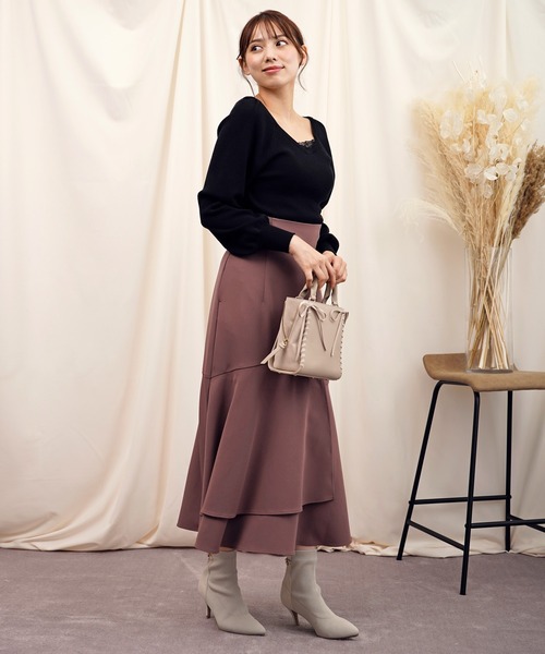 NOELA（ノエラ）の「アシメ切替スカート（スカート・レディース・ベージュ/オフホワイト/ピンク・S/M）」の8枚目の写真