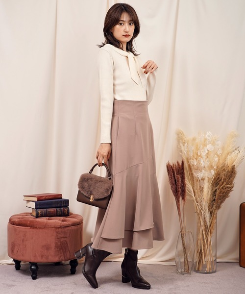NOELA（ノエラ）の「アシメ切替スカート（スカート・レディース・ベージュ/オフホワイト/ピンク・S/M）」の11枚目の写真