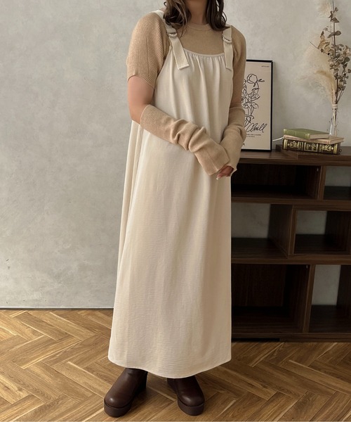 apres jour clair(アプレジュールクレア)の「【apres jour clair】ベルトキャミワンピース【ZOZOTOWN限定アイテム】(ワンピース・レディース・ブラウン系その他/ベージュ/アイボリー・フリー/X-LARGE)」の4枚目の写真