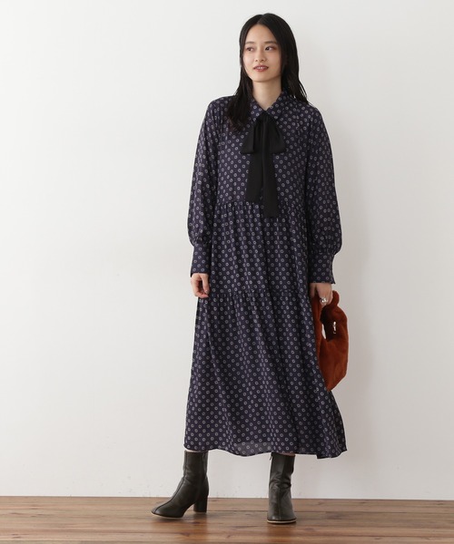 ◇バイカラーボウタイシャツワンピース