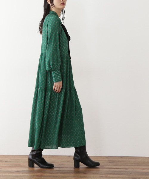 ◇バイカラーボウタイシャツワンピース