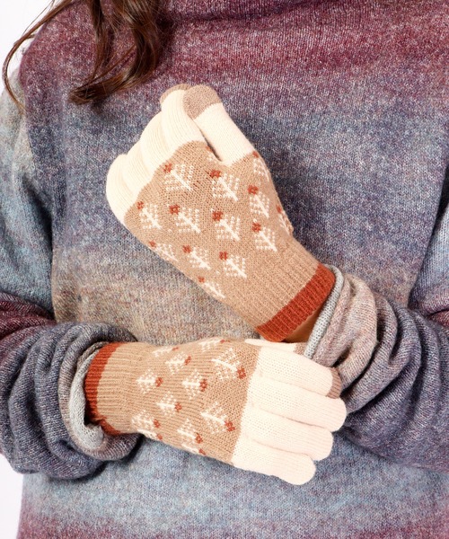 FUNALIVE（ファンアライブ）の「jou jou lier 裏起毛スマホタッチ手袋（手袋・レディース・ブラウン/ホワイト/グレー/アッシュグレー・FREE）」の4枚目の写真