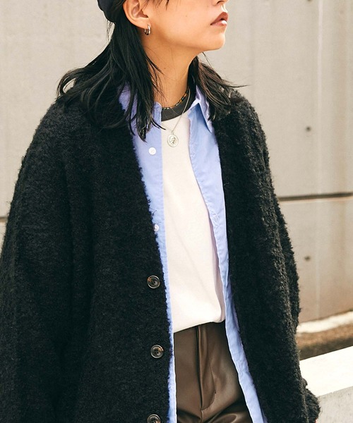 SPOC STORE（スポックストア）の「【SPOC STORE】ブークレニットオーバーサイズカーディガン（カーディガン/ボレロ・メンズ・パープル/ブラック/グリーン・M/L）」の14枚目の写真