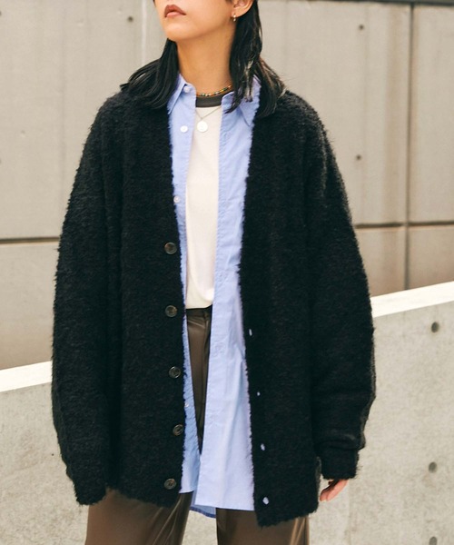 SPOC STORE（スポックストア）の「【SPOC STORE】ブークレニットオーバーサイズカーディガン（カーディガン/ボレロ・メンズ・パープル/ブラック/グリーン・M/L）」の19枚目の写真