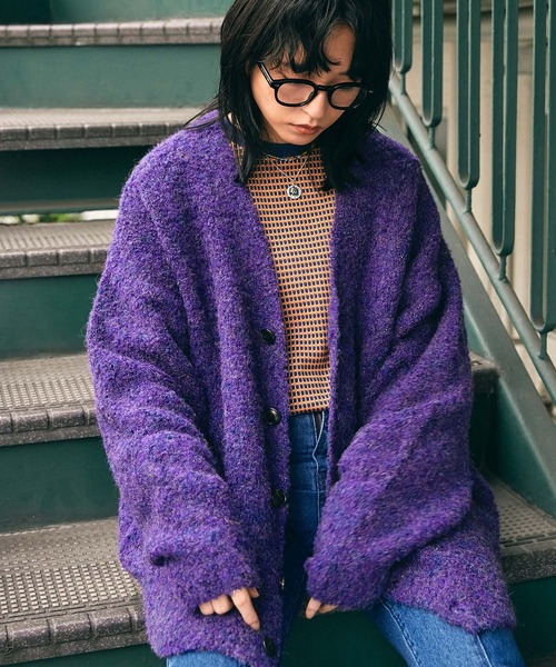 SPOC STORE（スポックストア）の「【SPOC STORE】ブークレニットオーバーサイズカーディガン（カーディガン/ボレロ・メンズ・パープル/ブラック/グリーン・M/L）」の8枚目の写真