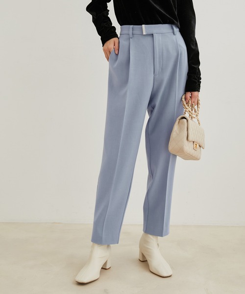 VIS（ビス）の「【HOT BEAUTY STRETCH】【洗える】ワンタックテーパードパンツ【sustainable】（その他パンツ・レディース・ブラック/ブラウン系その他/サックスブルー/キナリ/ライトグリーン・L/M/S/SS）」の9枚目の写真