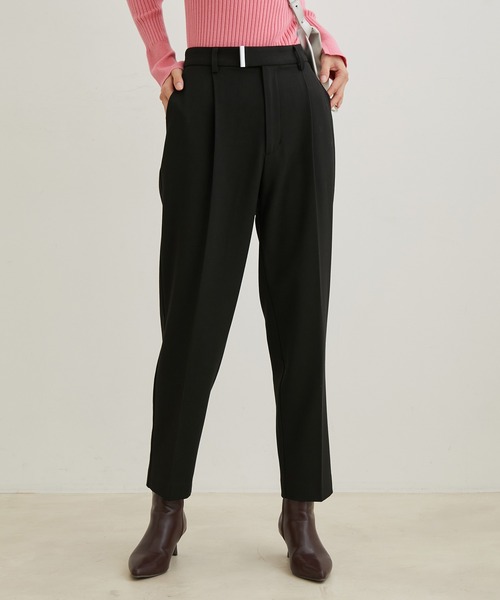 VIS（ビス）の「【HOT BEAUTY STRETCH】【洗える】ワンタックテーパードパンツ【sustainable】（その他パンツ・レディース・ブラック/ブラウン系その他/サックスブルー/キナリ/ライトグリーン・L/M/S/SS）」の15枚目の写真