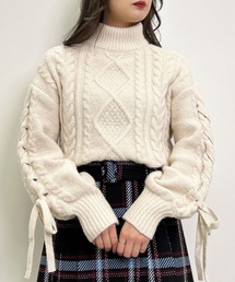 INGNI | 袖レースアップケーブルニット(ニット/セーター)