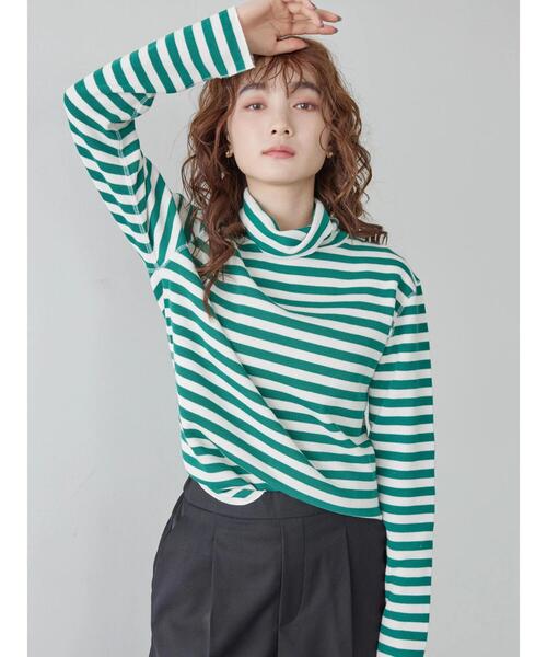 AMERICAN HOLIC（アメリカンホリック）の「リブタートルカットプルオーバー（Tシャツ/カットソー・レディース・ネイビー/ホワイト系その他/グリーン/グレー系その他・M/L）」の7枚目の写真