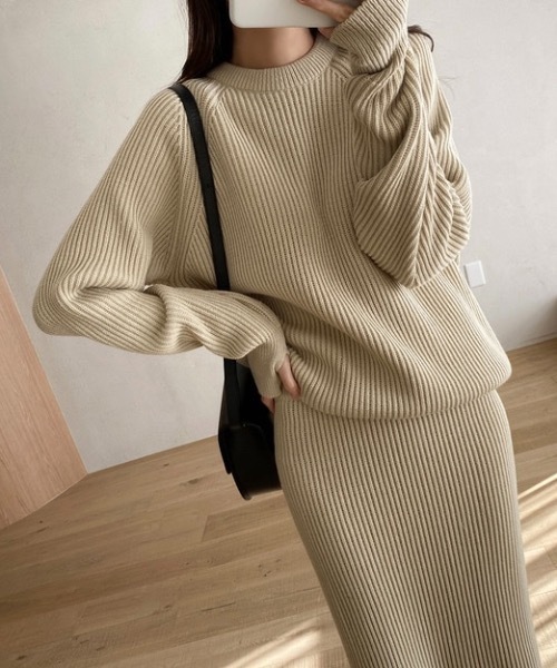 Didot.showroom（ディドット ショールーム）の「SET UP フィンガーホールリブニット（ニット/セーター・レディース・ブラック/ベージュ・FREE）」の3枚目の写真