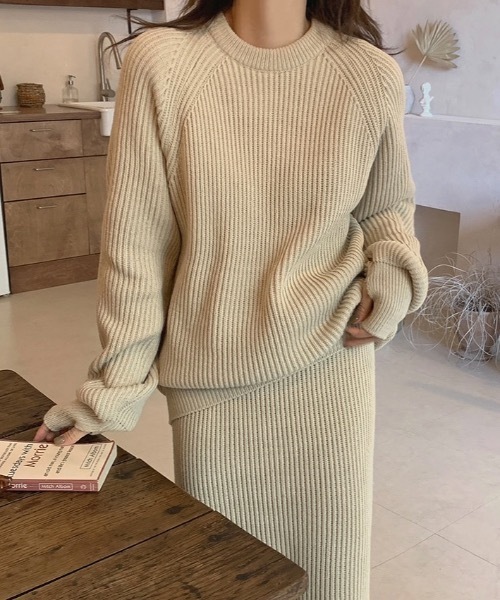 Didot.showroom（ディドット ショールーム）の「SET UP フィンガーホールリブニット（ニット/セーター・レディース・ブラック/ベージュ・FREE）」の8枚目の写真