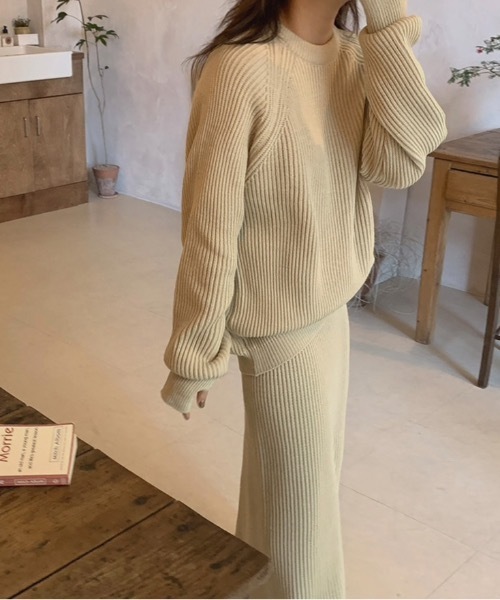 Didot.showroom（ディドット ショールーム）の「SET UP フィンガーホールリブニット（ニット/セーター・レディース・ブラック/ベージュ・FREE）」の9枚目の写真