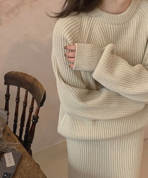 Didot.showroom（ディドット ショールーム）の「SET UP フィンガーホールリブニット（ニット/セーター・レディース・ブラック/ベージュ・FREE）」の14枚目の写真