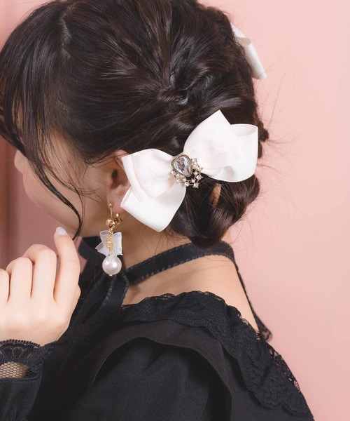ROJITA(ロジータ)の「アンティーク調ハートビジュ付きリボンクリップSET(バレッタ/ヘアクリップ・レディース・アイボリー/マルチ/ブラック・FREE)」の2枚目の写真