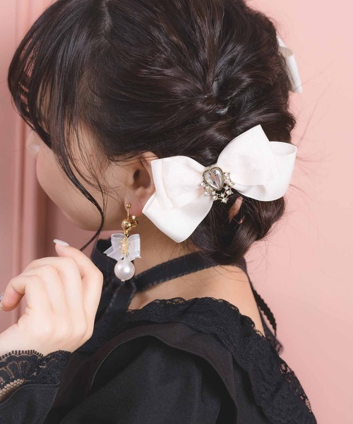 ROJITA(ロジータ)の「アンティーク調ハートビジュ付きリボンクリップSET(バレッタ/ヘアクリップ・レディース・アイボリー/マルチ/ブラック・FREE)」の7枚目の写真