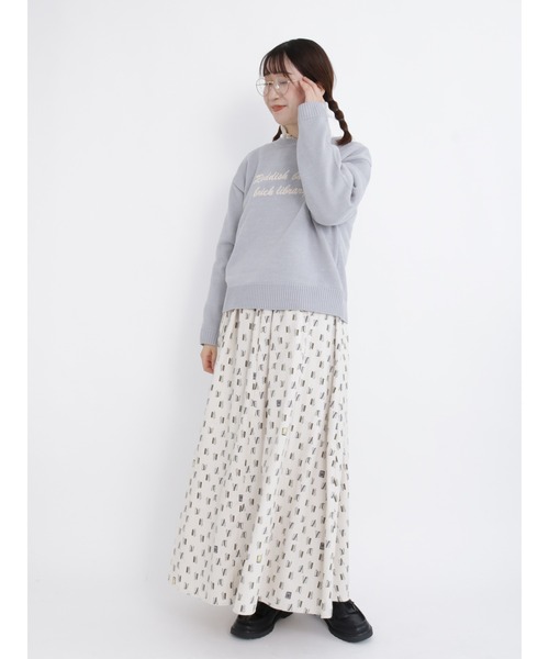 Samansa Mos2（サマンサ モスモス）の「BOOKプリント配色スカート（スカート・レディース・ブラック/グリーン/キナリ・ﾌﾘ-）」の12枚目の写真