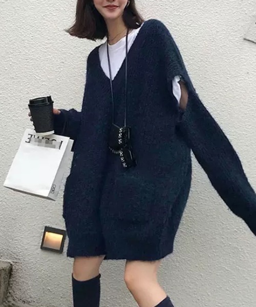 SEN TOKYO(セントーキョー)の「大人のカジュアルこなれ感。ルーズオープンスリーブVネックニット(ニット/セーター・レディース・ブラウン/ネイビー・FREE)」の12枚目の写真