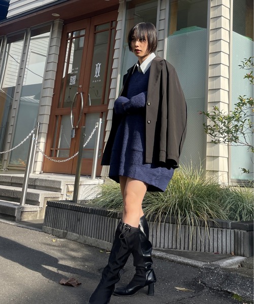SEN TOKYO(セントーキョー)の「大人のカジュアルこなれ感。ルーズオープンスリーブVネックニット(ニット/セーター・レディース・ブラウン/ネイビー・FREE)」の3枚目の写真