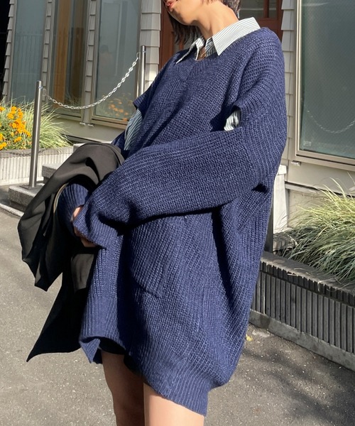 SEN TOKYO(セントーキョー)の「大人のカジュアルこなれ感。ルーズオープンスリーブVネックニット(ニット/セーター・レディース・ブラウン/ネイビー・FREE)」の10枚目の写真