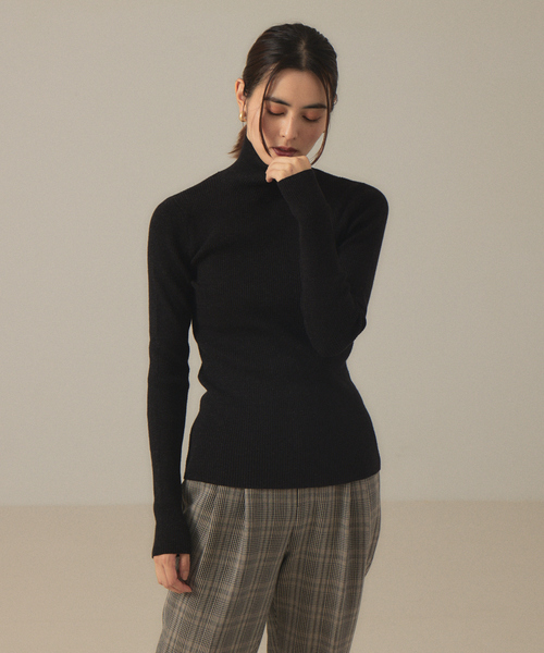 abahouse mavie（アバハウスマヴィ）の「ストレッチリブプルオーバー（ニット/セーター・レディース・ホワイト/グリーン/ブラック/アイボリー・フリー）」の4枚目の写真